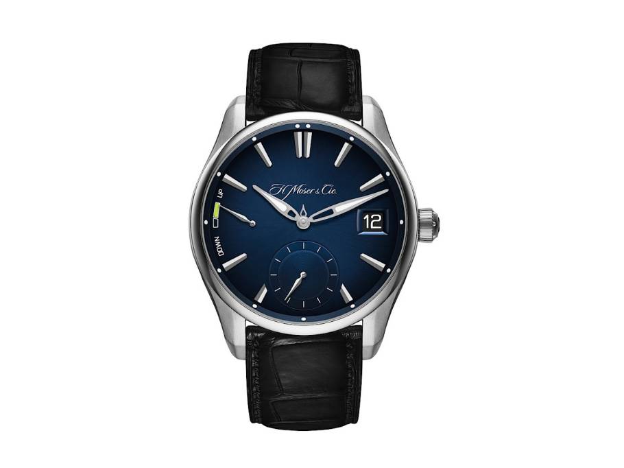 Pioneer Perpetual Calendar Blau Fumé Handaufzug Edelstahl 42,8mm blaues Zifferblatt schwarzes Lederband