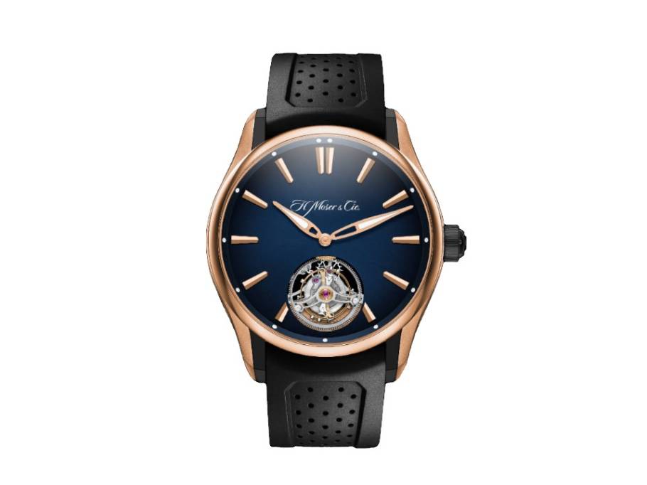 Pioneer Tourbillon Fumé Mitternachtsblau Limited Edition Automatik Rotgold und Titan DLC-Schwarz 42,8mm blaues Zifferblatt schwarzes Kautschukband