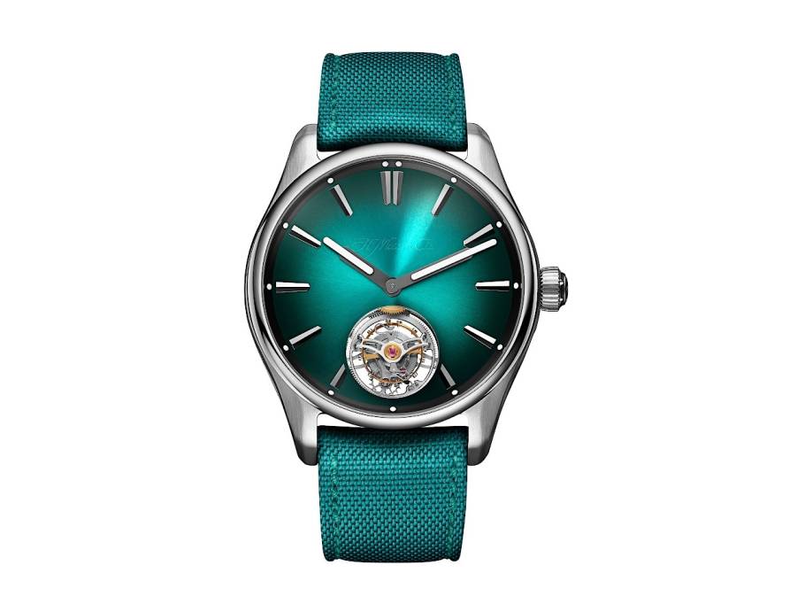Pioneer Tourbillon Fumé Blue Lagoon Automatik Edelstahl 42,8mm türkises Zifferblatt türkises Textilband