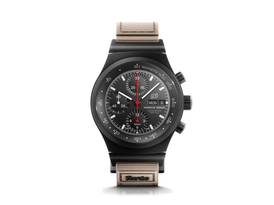 Chronograph 1 - 50 Jahre 911 Turbo Edition Automatik Titan 40mm schwarzes Zifferblatt Metallband und Textilband limitiert