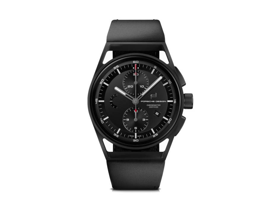Sport Chrono Titan schwarz schwarzes Lederband 