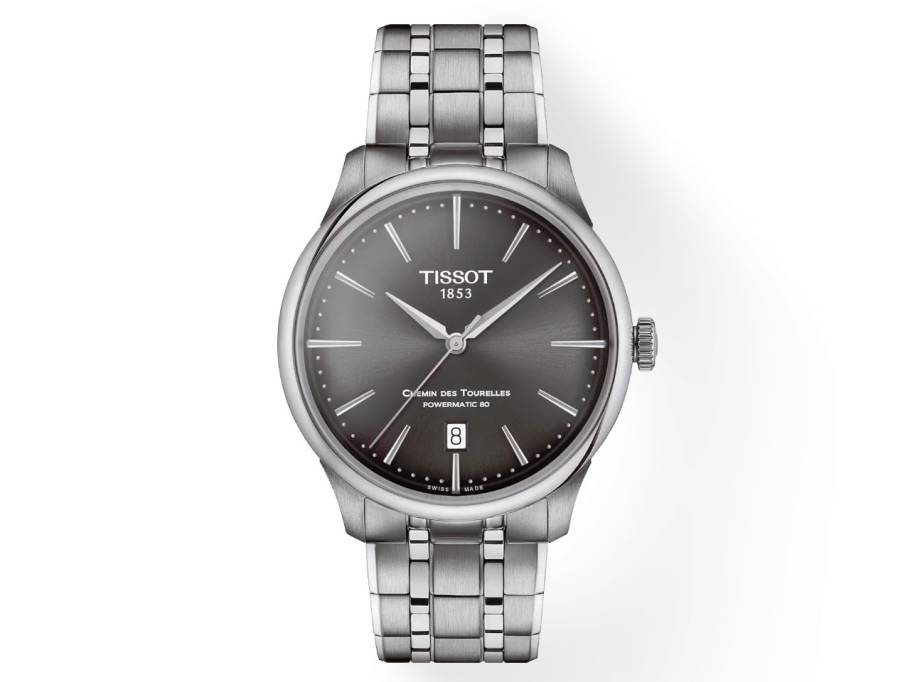 Chemin des Tourelles Powermatic 80 Automatik Edelstahl 39mm graues Zifferblatt Metallband