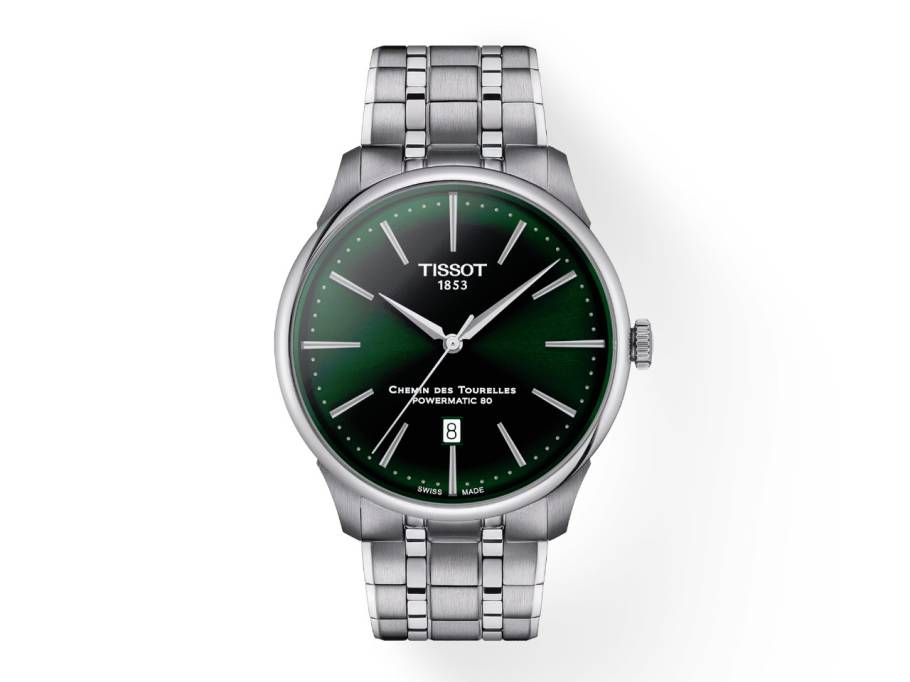 Chemin des Tourelles Powermatic 80 Automatik Edelstahl 42mm grünes Zifferblatt Metallband