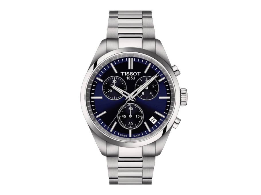 PR 100 Chronograph Quarz Edelstahl 40mm dunkelblaues Zifferblatt Metallband