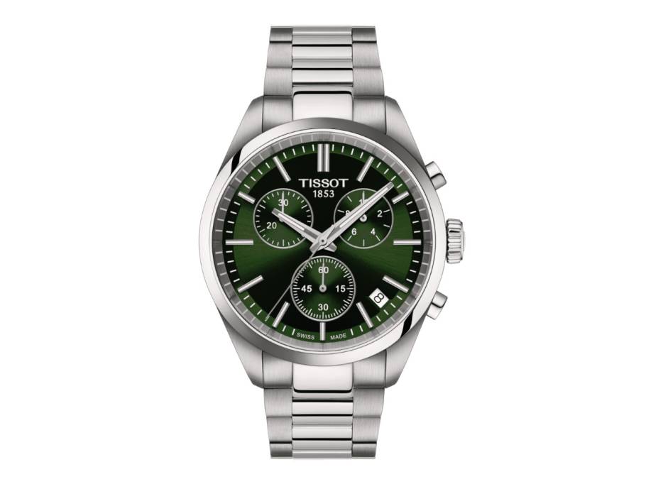 PR 100 Chronograph Quarz Edelstahl 40mm grünes Zifferblatt Metallband