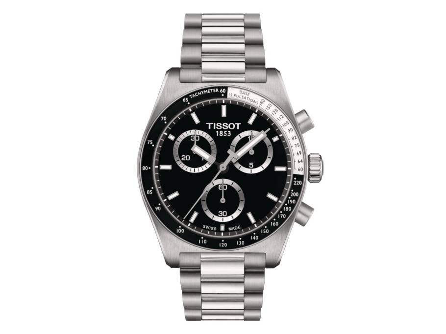PR516 Chronograph Quarz Edelstahl 40mm schwarzes Zifferblatt Metallband