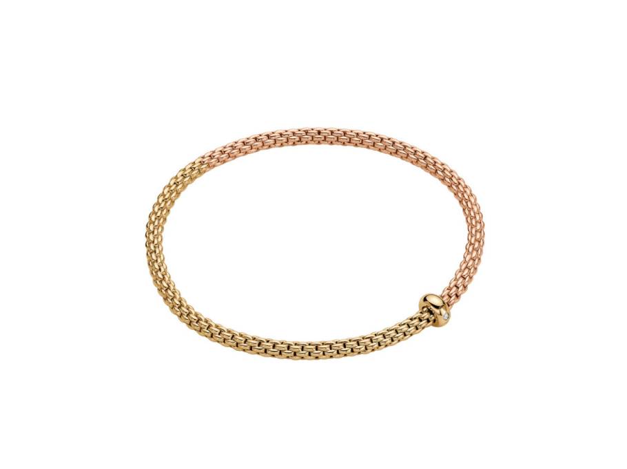 Prima Flex'It Armband zweifarbig Roségold / Gelbgold mit Brillant 0,01ct M flexibel