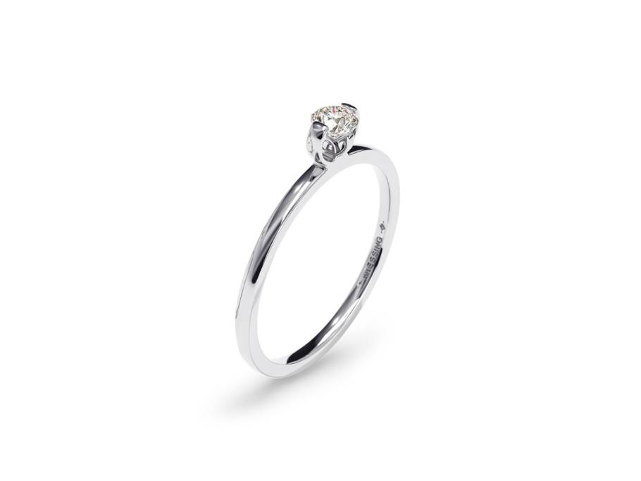Princess C Ring mit Krappenfassung Platin 1,3mm mit Brillant 0,180ct