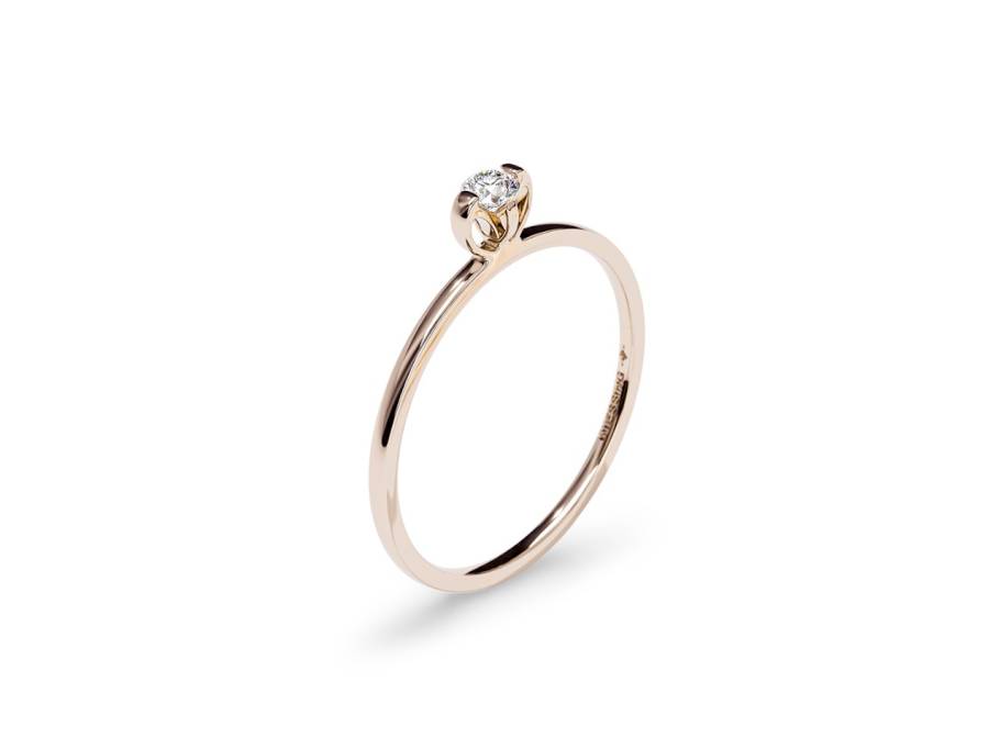 Princess C Ring mit Krappenfassung Rosewood 1,1mm mit Brillant 0,080ct