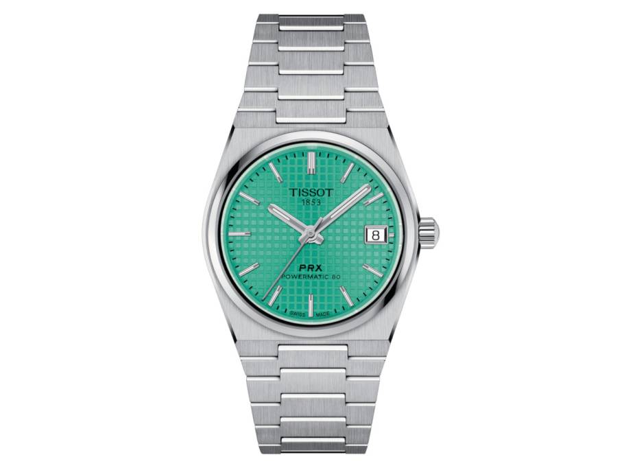  PRX Powermatic 80 Edelstahl 35mm mintgrünes Waffelmuster-Zifferblatt Metallband