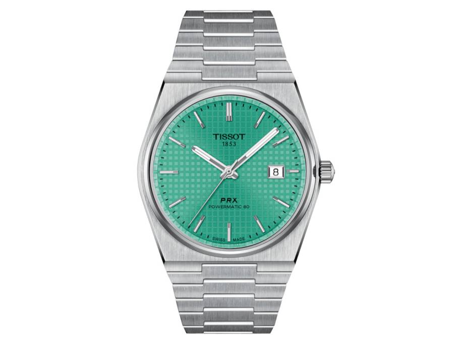  PRX Powermatic 80 Edelstahl 40mm mintgrünes Waffelmuster-Zifferblatt Metallband