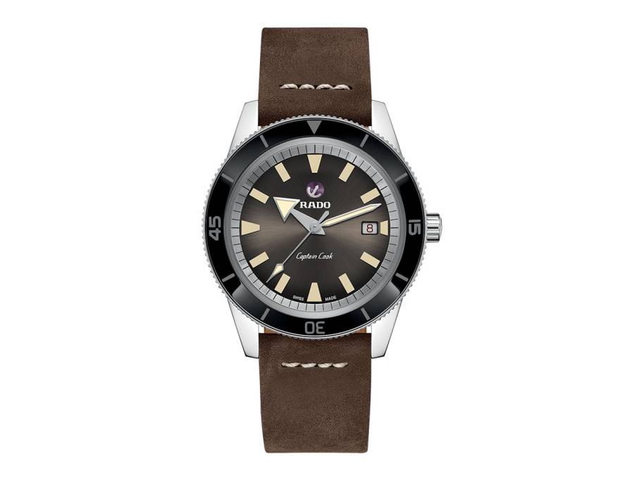 Captain Cook Edelstahl braun Lederband