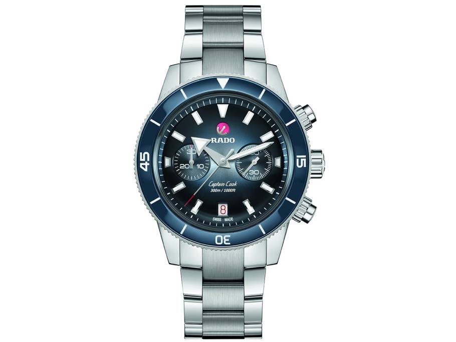 Captain Cook Chronograph Automatik Edelstahl blau Metallband
