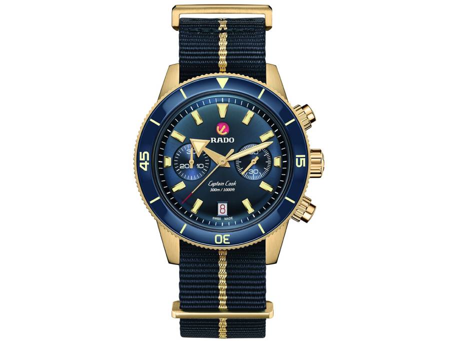 Captain Cook Chronograph Automatik Bronze blau Textilband