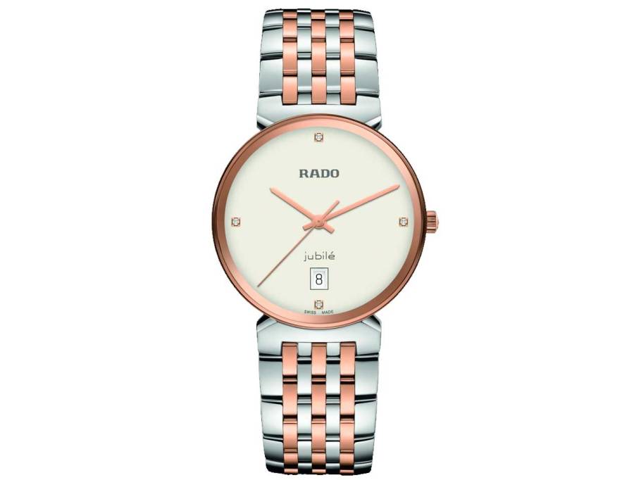 Florence Classic Diamonds 38mm Quarz Edelstahl light Zifferblatt Metallband bicolor