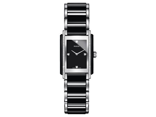 Integral schwarz Edelstahl Mini seitlich angebrachte Diamanten