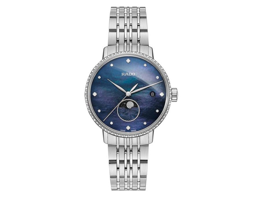 Coupole Classic S Quarz Edelstahl Perlmutt Diamanten Mondphase Metallband