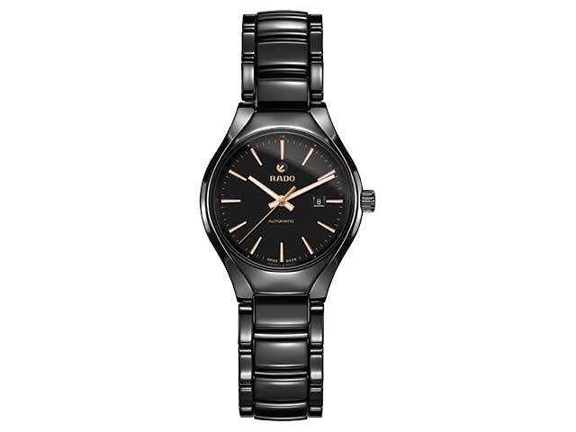 True S Automatik Damenuhr schwarz Index rosé