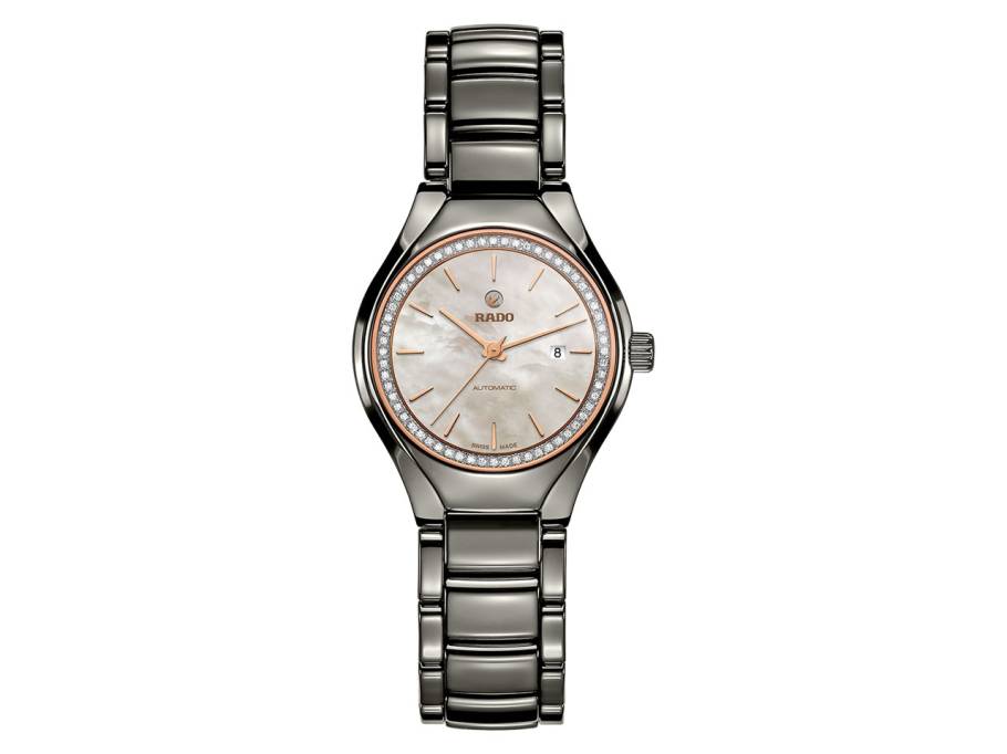 True S Automatik Damenuhr Keramik Perlmutt Diamanten Keramikband