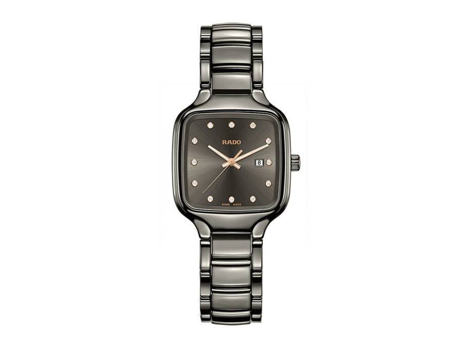 True Square Quarz Keramik grau Keramikband mit Brillanten