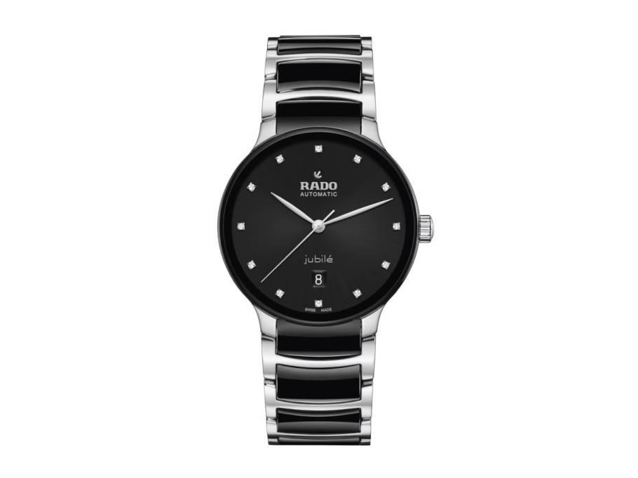 Centrix Diamonds Automatik Edelstahl 39,5mm schwarzes Zifferblatt mit Brillanten Metallband