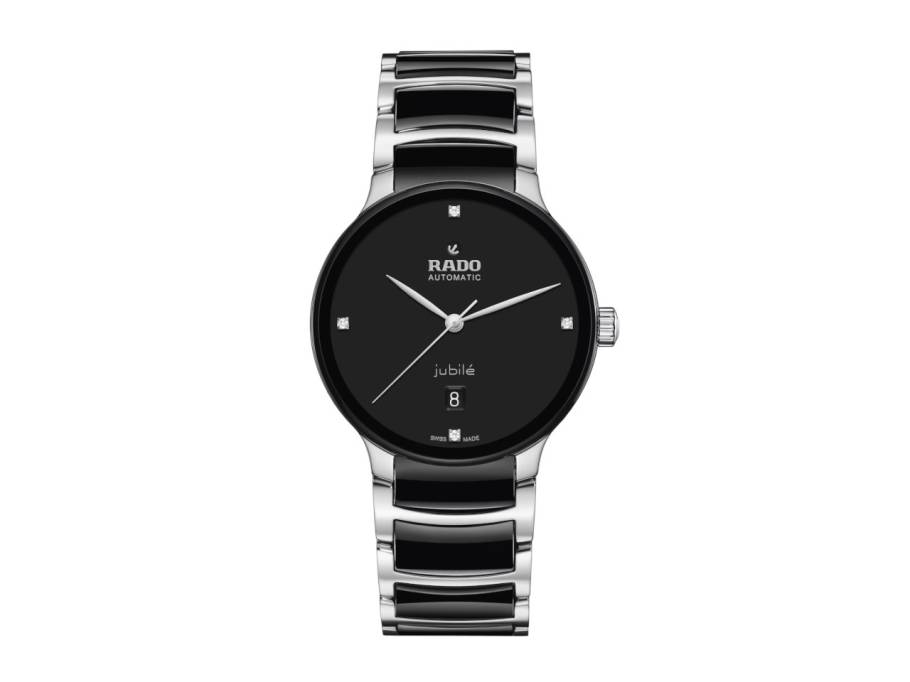 Centrix Diamonds Automatik Edelstahl 39,5mm schwarzes Zifferblatt mit Brillanten Metallband