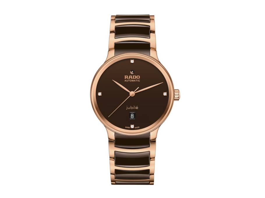 Centrix Diamonds Automatik Edelstahl Roségold-PVD 39,5mm braunes Zifferblatt mit Brillanten Metallband