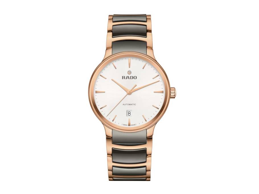 Centrix Automatik Edelstahl Roségold-PVD 39,5mm weißes Zifferblatt Metallband