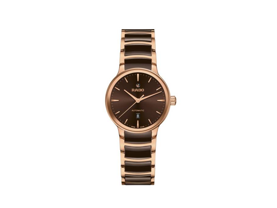 Centrix Diamonds Automatik Edelstahl Roségold-PVD 30,5mm braunes Zifferblatt Metallband