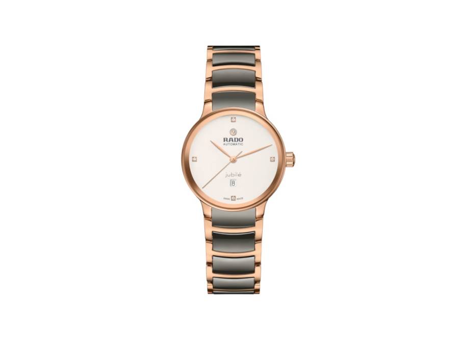 Centrix Diamonds Automatik Edelstahl Roségold-PVD 30,5mm weißes Zifferblatt mit Brillanten Metallband