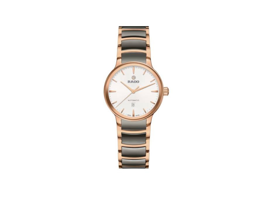 Centrix Diamonds Automatik Edelstahl Roségold-PVD 30,5mm weißes Zifferblatt Metallband