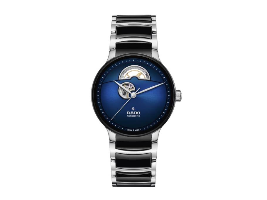 Centrix Open Heart Automatik Edelstahl 39,5mm blaues Zifferblatt Metallband