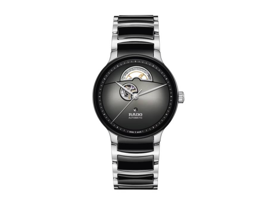 Centrix Open Heart Automatik Edelstahl 39,5mm graues Zifferblatt Metallband