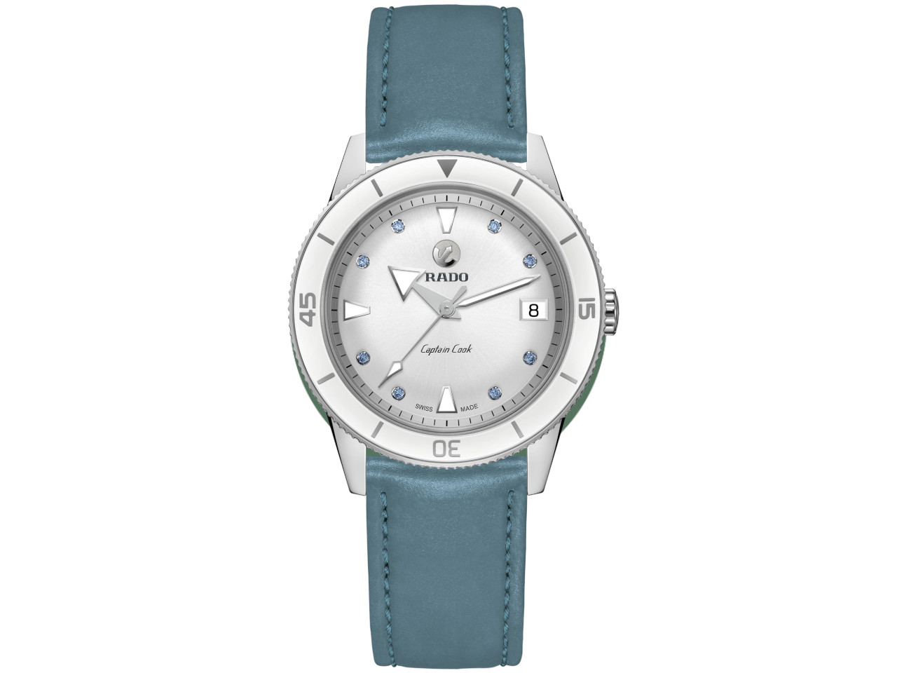 Rado Captain Cook Automatic Edelstahl 37mm weiBes Zifferblatt blaues Lederband kaufen