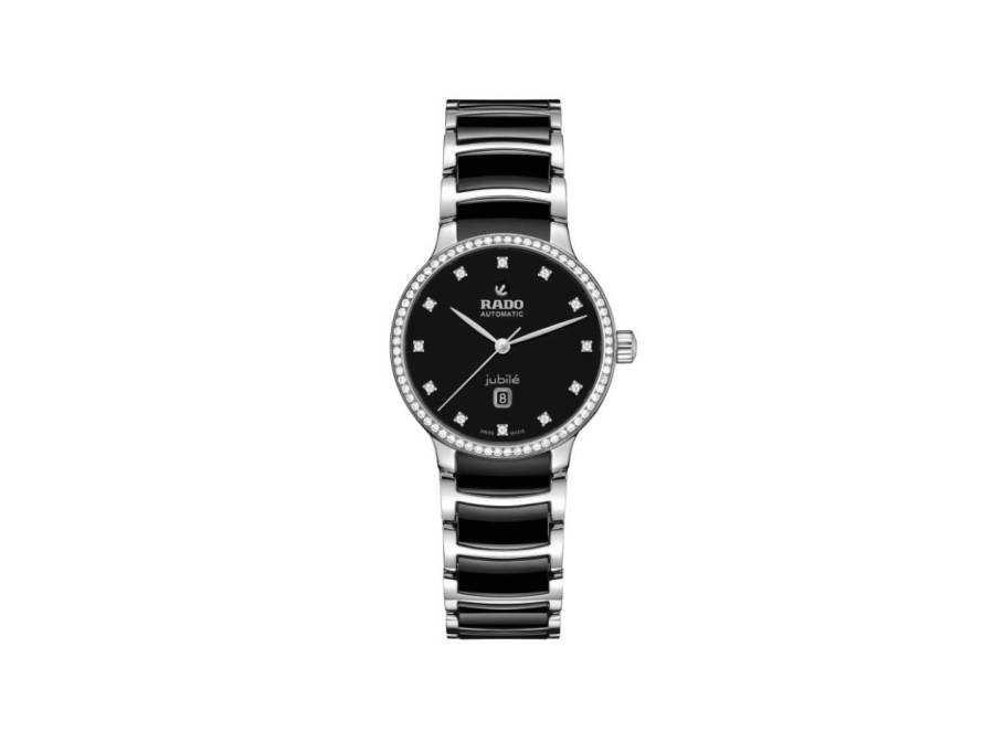 Centrix Diamonds Automatik Edelstahl 30,5mm schwarzes Zifferblatt mit Brillanten Keramikband