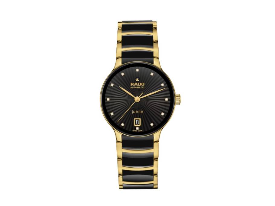 Centrix Diamonds Automatik Edelstahl GG-PVD 35mm schwarzes Zifferblatt schwarzes Keramikband
