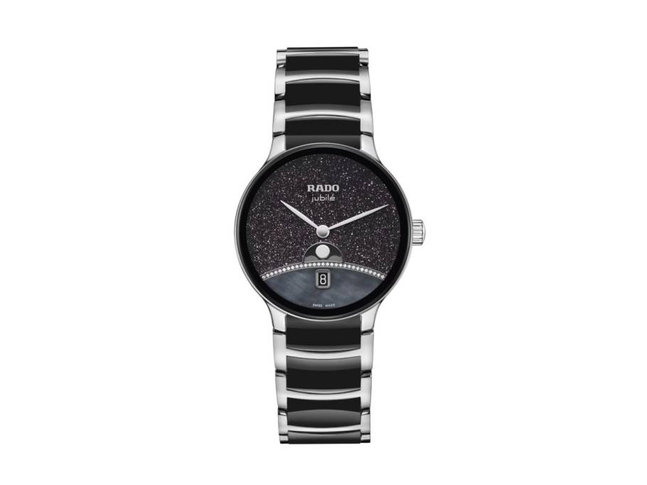 Centrix Diamonds Quarz Edelstahl 35mm schwarzes Zifferblatt mit Brillanten Metallband limitiert