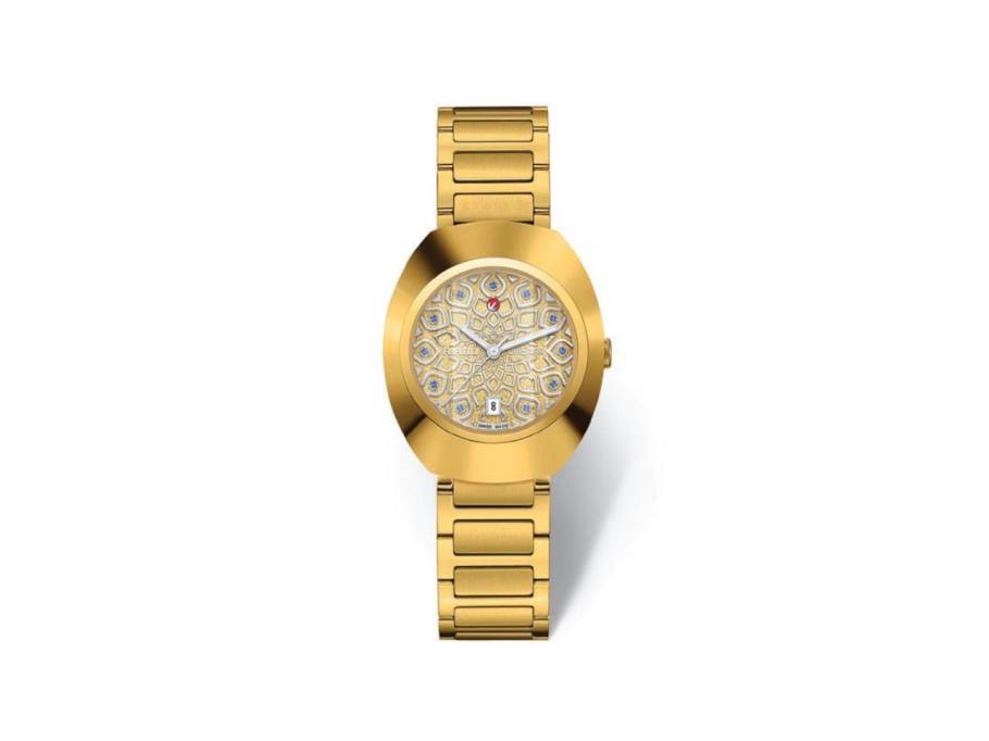 DiaStar Original Automatik Edelstahl Gelbgold-PVD 30mm goldfarbenes Zifferblatt Metallband