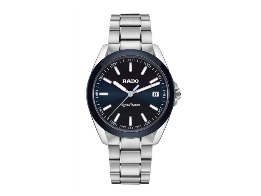 HyperChrome Quarz Edelstahl 41,5mm blaues Zifferblatt Metallband