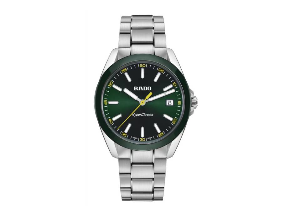 HyperChrome Quarz Edelstahl 41,5mm grünes Zifferblatt Metallband