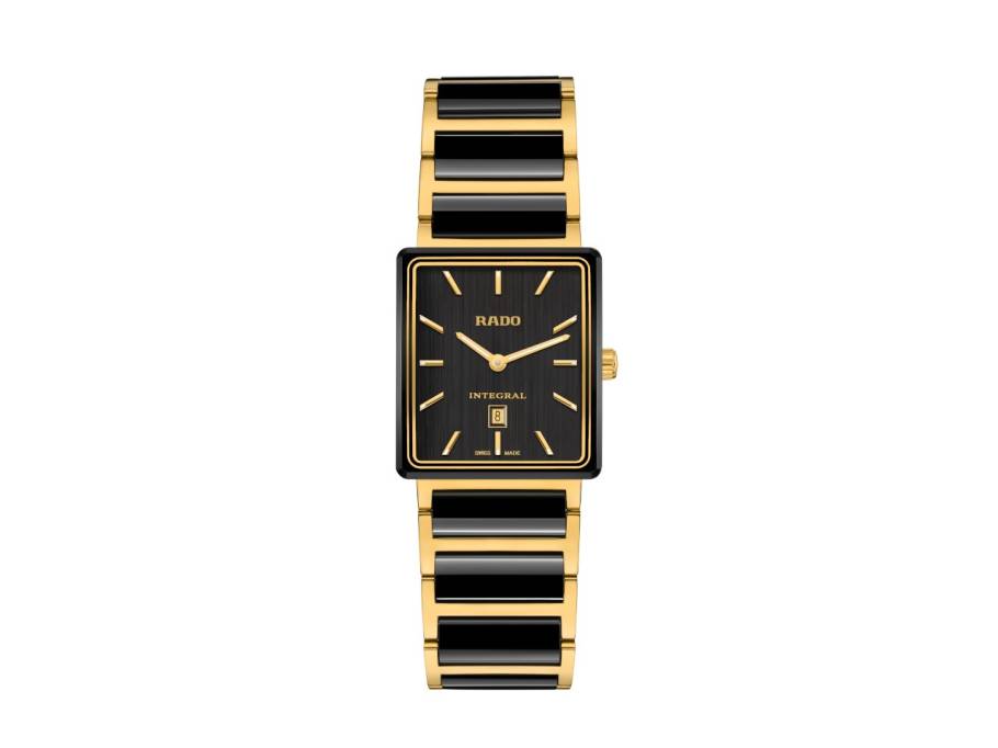  Integral 40-Year Anniversary Quarz Edelstahl Gelbgold-PVD 28,5 x 31,5mm schwarzes Zifferblatt Metallband