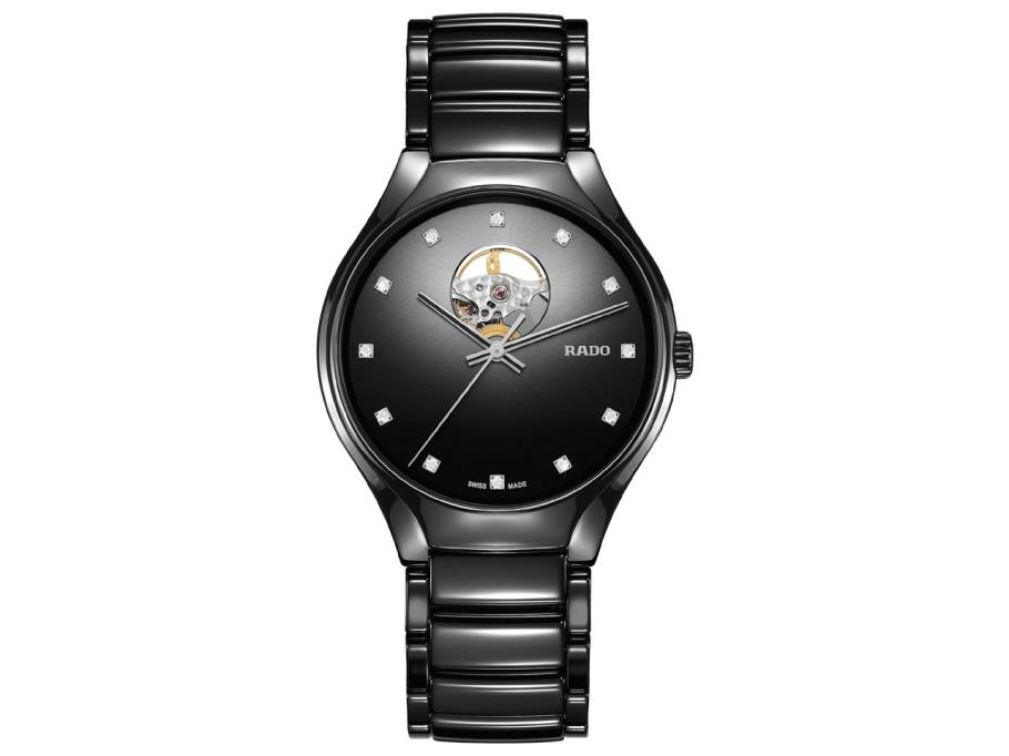 True Secret Automatik Keramik skelettiert anthrazit Keramikband mit Brillanten