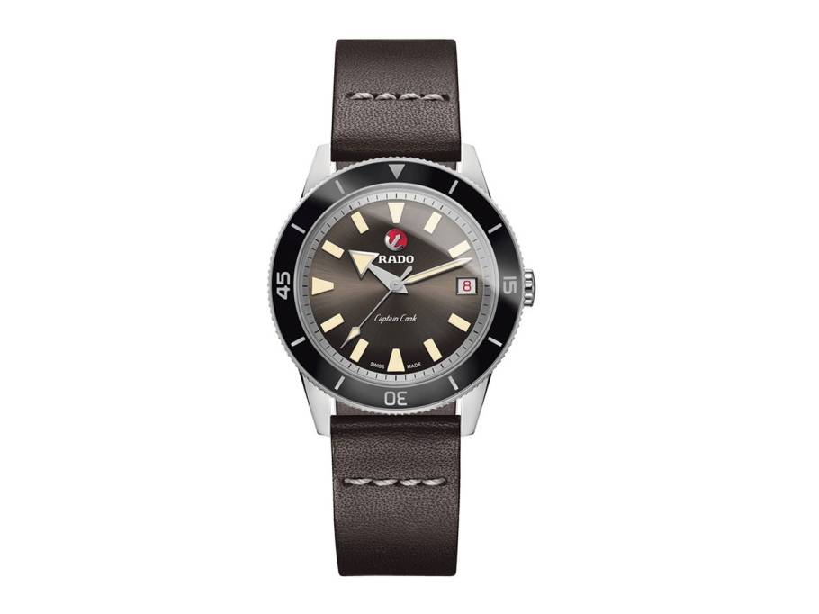 Hyperchrome Captain Cook 37 mm Automatic Datum Edelstahl anthrazit Lederband