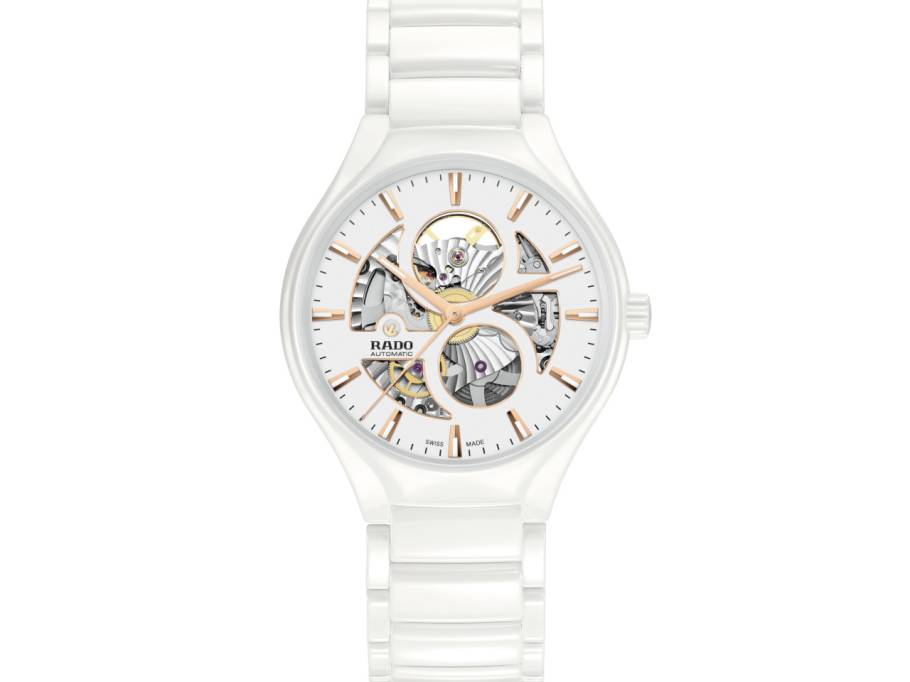 True Round Automatic Open Heart Keramik 40mm weißes Zifferblatt weißes Keramikband