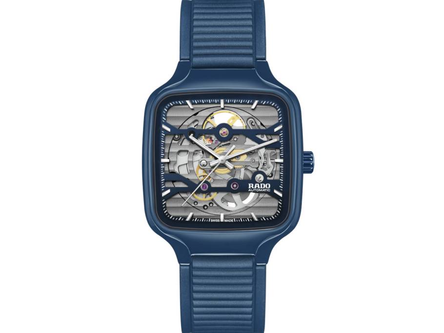  True Square Automatik Skeleton Keramik 38mm blaues Zifferblatt blaues Kautschukband