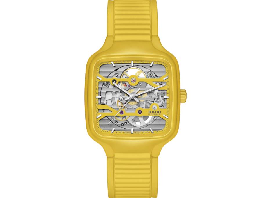  True Square Automatik Skeleton Keramik 38mm gelbes Zifferblatt gelbes Kautschukband