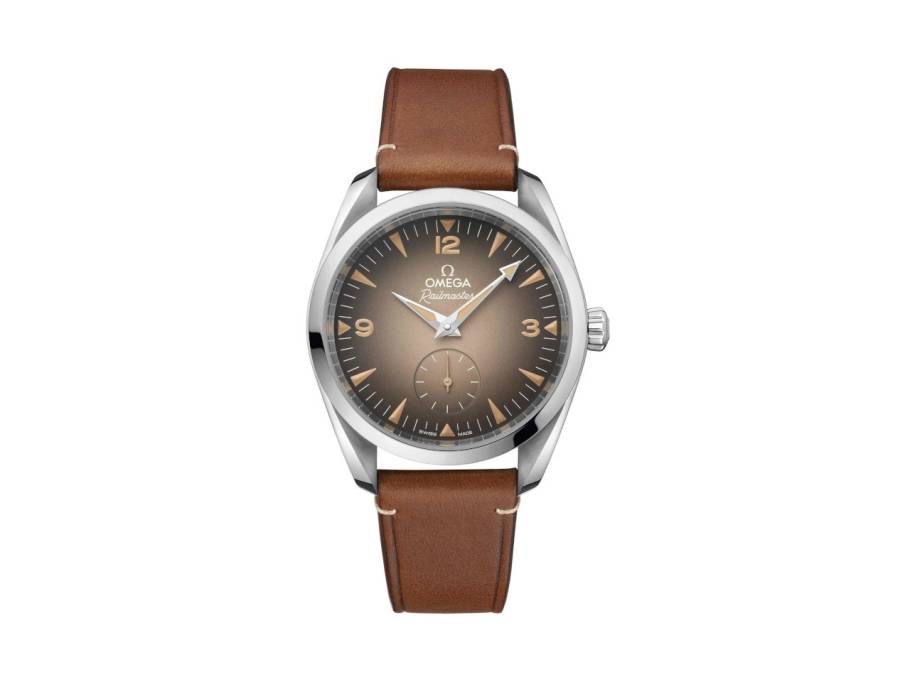 Seamaster Railmaster Automatik Edelstahl 38mm braunes Zifferblatt braunes Lederband