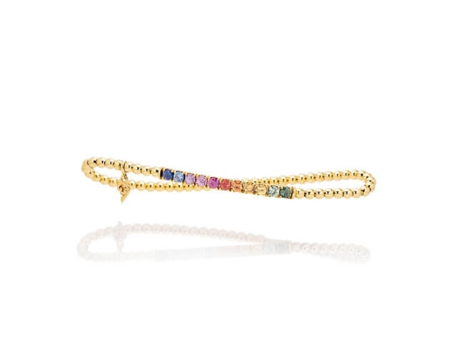 Rainbow Armband Gelbgold Saphir bunt