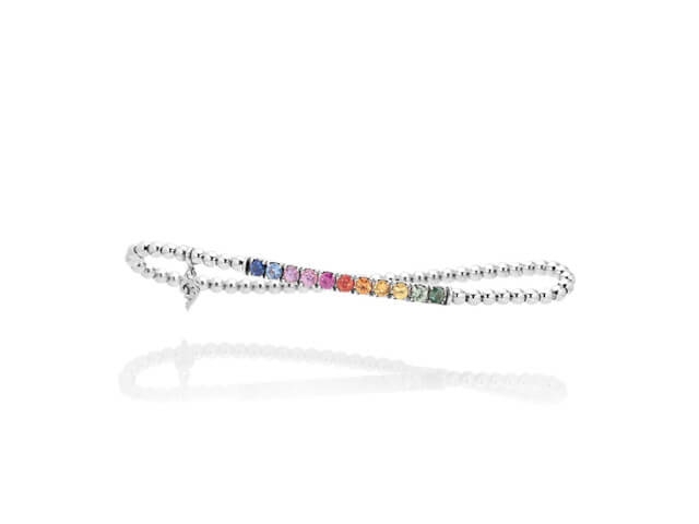 Rainbow Armband Weißgold Saphir bunt