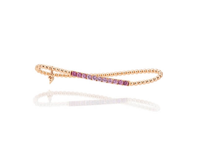 Rainbow Armband Roségold Saphir pink